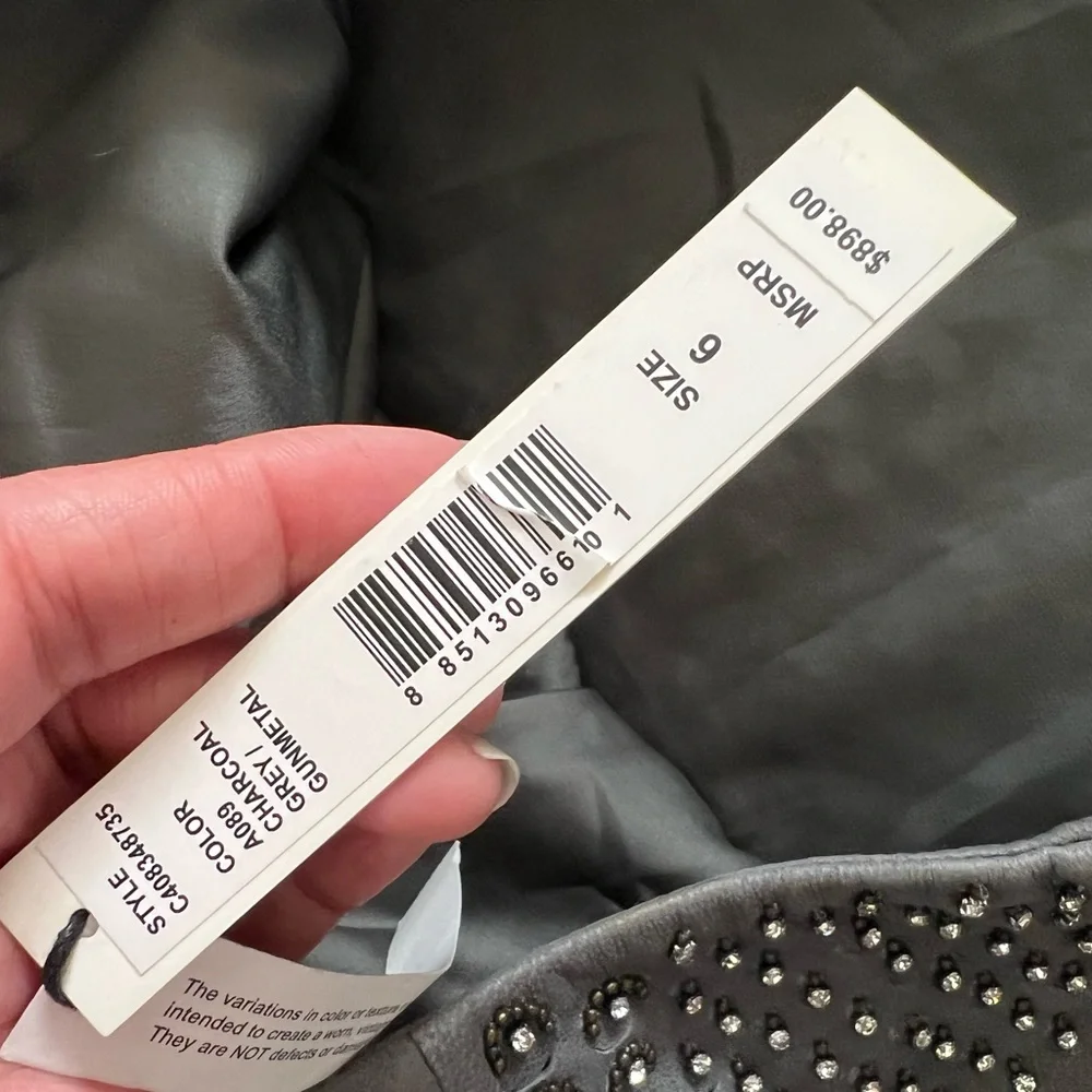 Alice + Olivia Grey Goat Leather Studded skirt in a size 6 - Picture 7 of 10